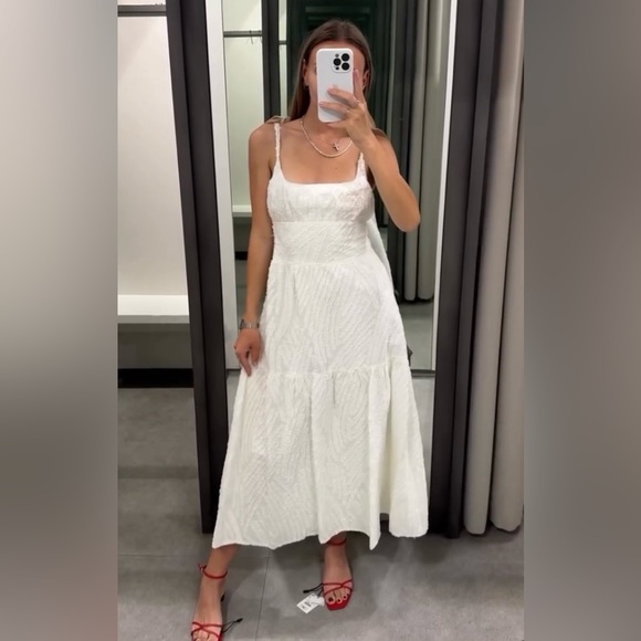 ZARA BLOGGERS’ FAVORITE FRAYED JACQUARD DRESS ZW COLLECTION - Picture 5 of 16